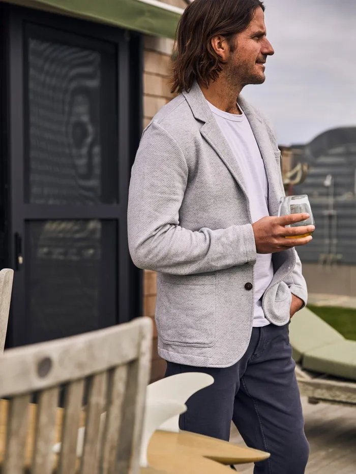 Men Blazers Faherty Inlet Knit Blazer Short Heather Grey