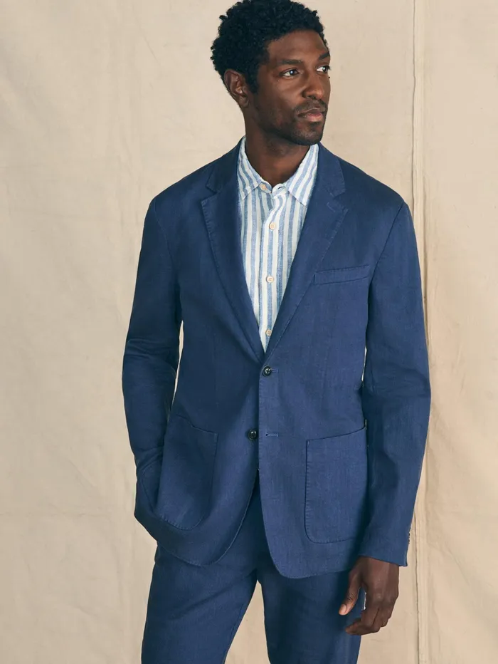 Men Blazers Faherty Movement Flex Linen Blazer Deep Sea Navy