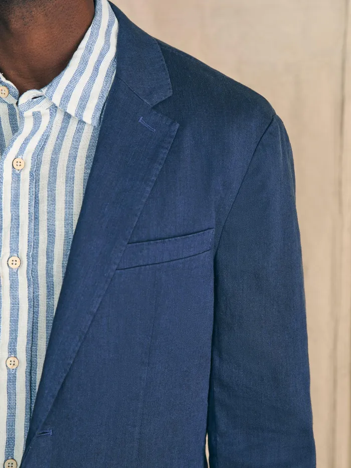 Men Blazers Faherty Movement Flex Linen Blazer Deep Sea Navy