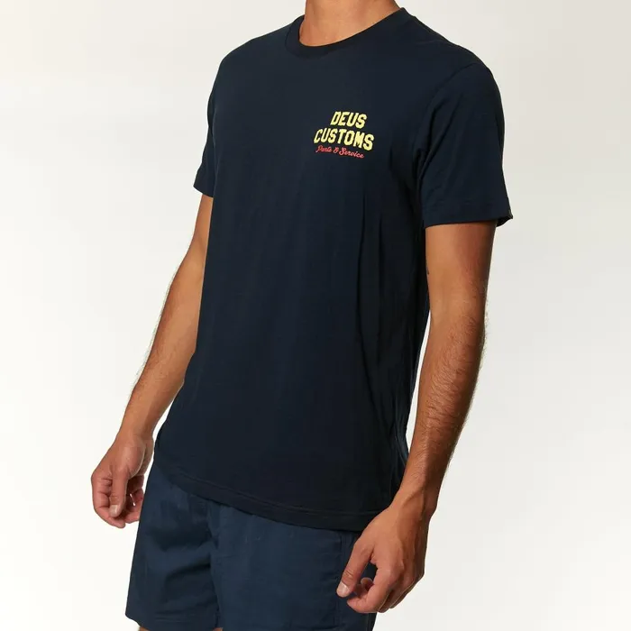 Men Bush Mechanics Tee 8211 Midnight Blue Deus Ex Machina Tees Men Bush Mechanics Tee 8211 Midnight Blue Deus Ex Machina Tees