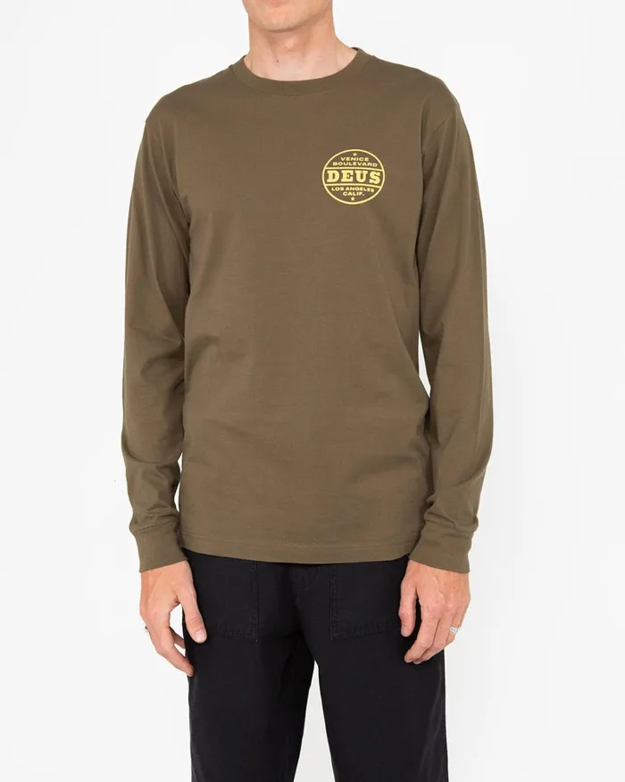 Men Certified Long Sleeve Tee 8211 Dark Olive Deus Ex Machina Tees Men Certified Long Sleeve Tee 8211 Dark Olive Deus Ex Machina Tees