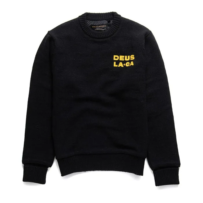 Men Crew Windstop 8211 Black Deus Ex Machina HoodiesFleece
