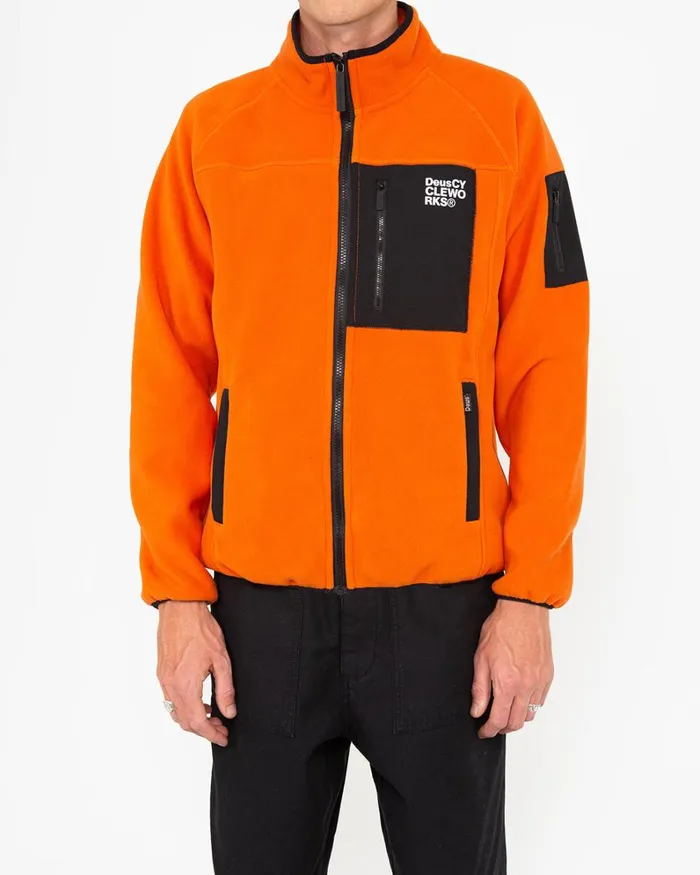 Men Cycleworks Fleece Zip Through 8211 Harvest Orange Deus Ex Machina HoodiesFleece