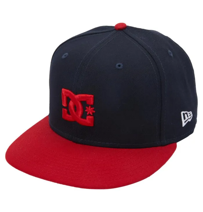 Men DC Shoes Hats and Beanies Empire Fielder Snapback Hat Navy Red