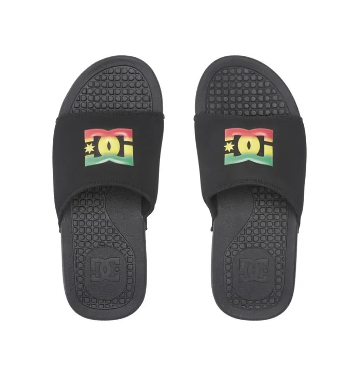 Men DC Shoes Slides Bolsa Slides Blackblackred