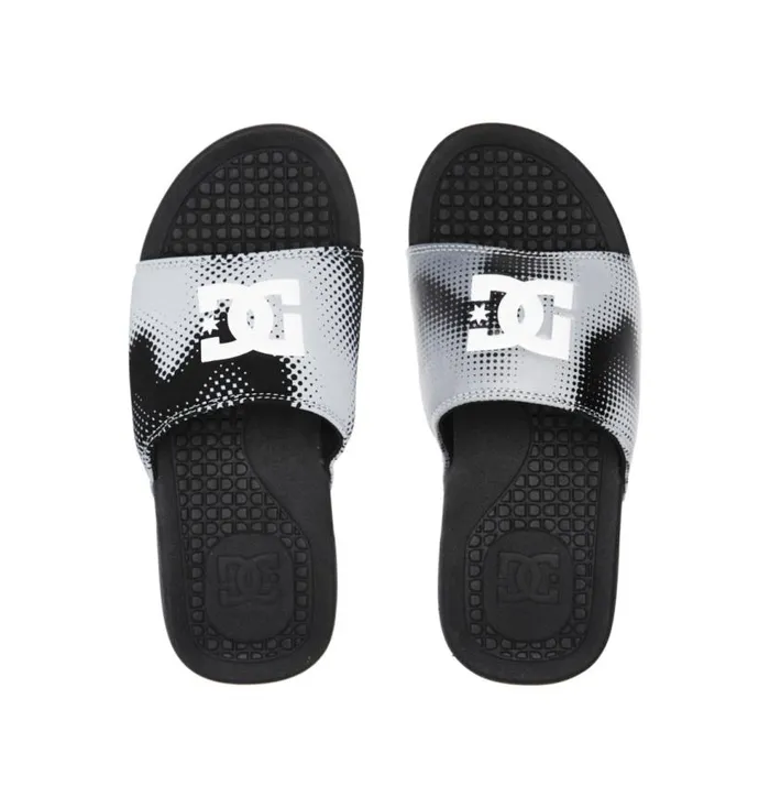 Men DC Shoes Slides Bolsa Slides Blackgreywhite
