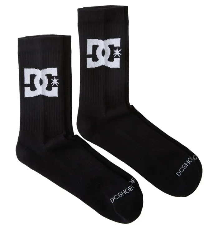 Men DC Shoes Socks DC Star 2Pack Crew Socks Black