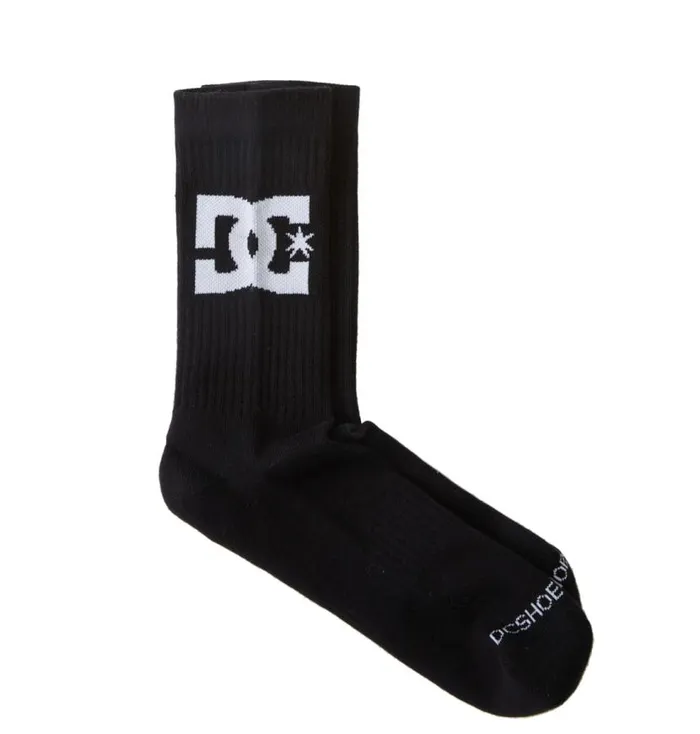 Men DC Shoes Socks DC Star 2Pack Crew Socks Black
