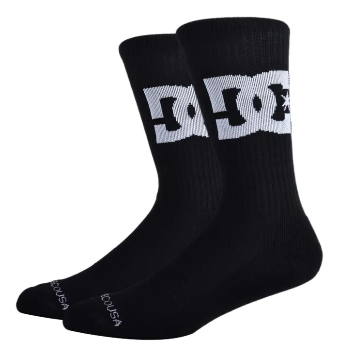 Men DC Shoes Socks DC Star 2Pack Crew Socks Black