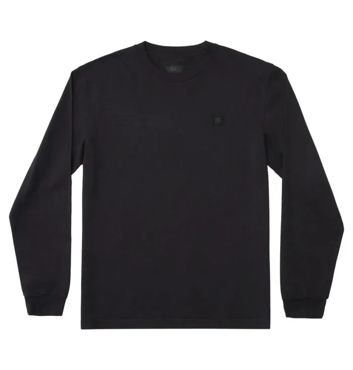 Men DC Shoes TShirts DC 1994 Long Sleeve TShirt Black Garment Dye