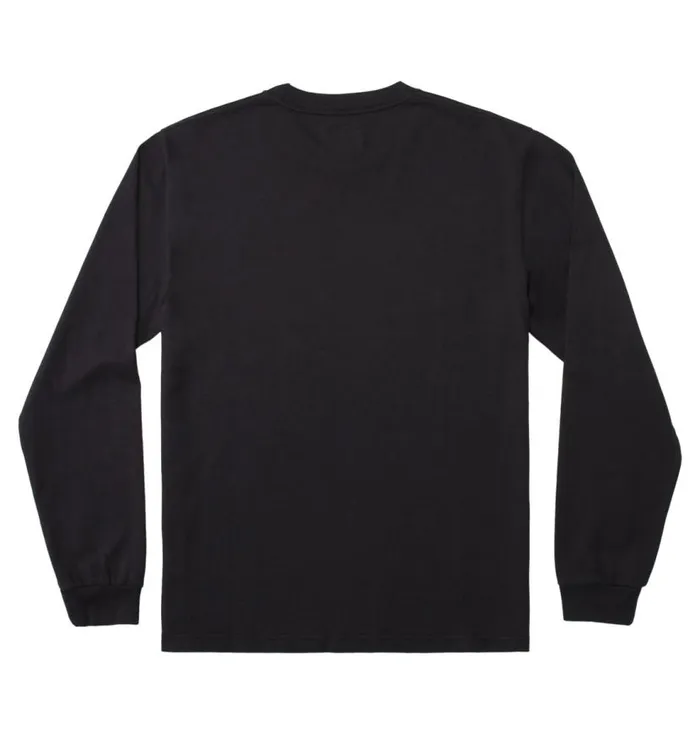 Men DC Shoes TShirts DC 1994 Long Sleeve TShirt Black Garment Dye