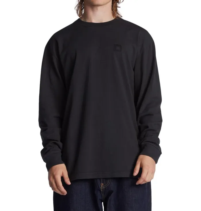 Men DC Shoes TShirts DC 1994 Long Sleeve TShirt Black Garment Dye