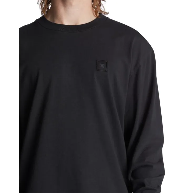 Men DC Shoes TShirts DC 1994 Long Sleeve TShirt Black Garment Dye