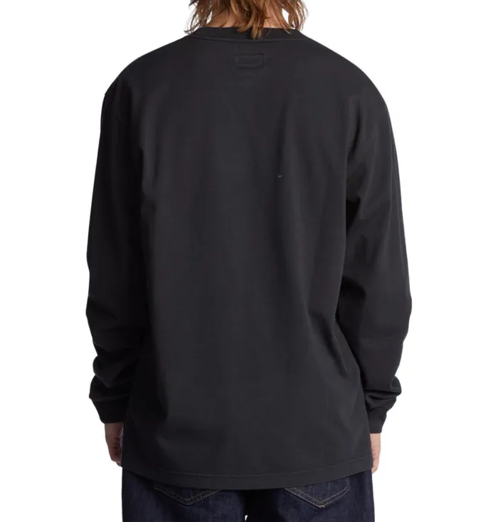 Men DC Shoes TShirts DC 1994 Long Sleeve TShirt Black Garment Dye