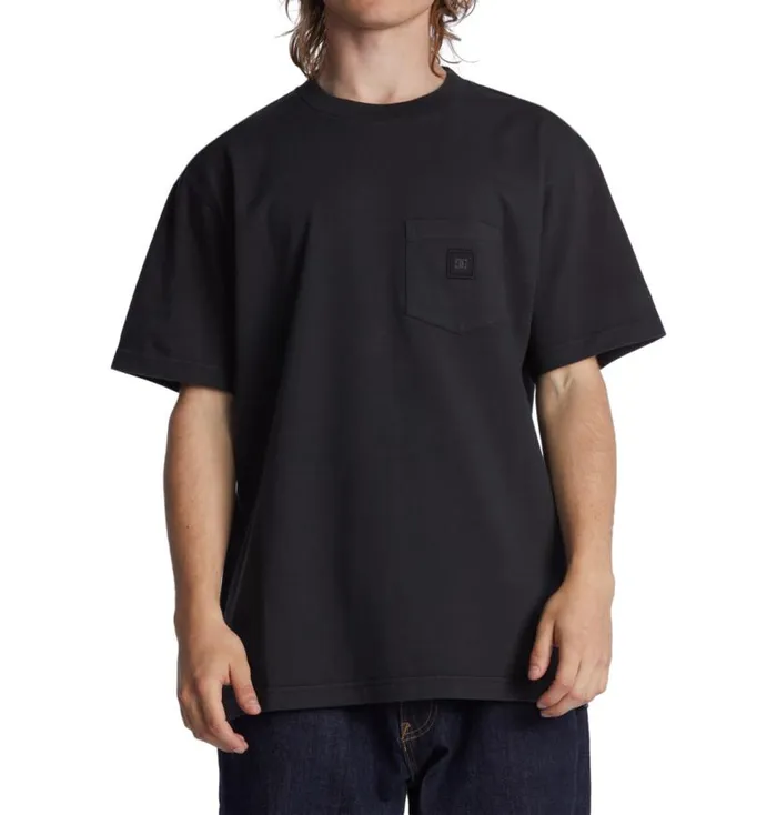 Men DC Shoes TShirts DC 1994 Pocket TShirt Black Garment Dye