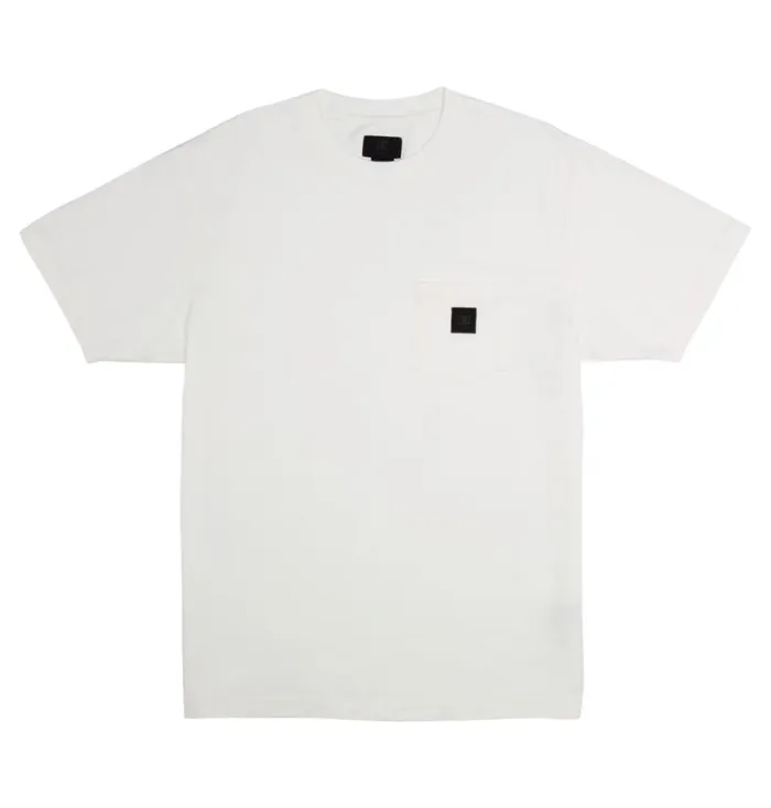 Men DC Shoes TShirts DC 1994 Pocket TShirt Lily White Garment Dye