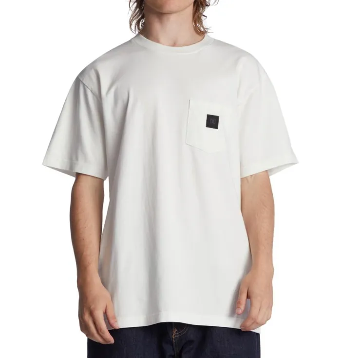 Men DC Shoes TShirts DC 1994 Pocket TShirt Lily White Garment Dye