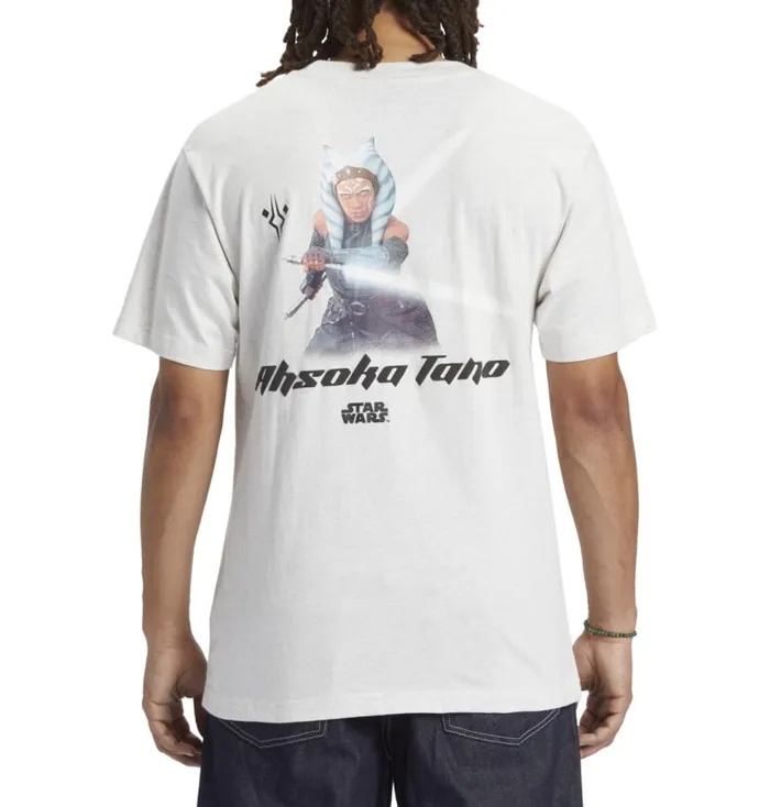 Men DC Shoes TShirts Star Wars DC Ahsoka Tano TShirt Snow Heather