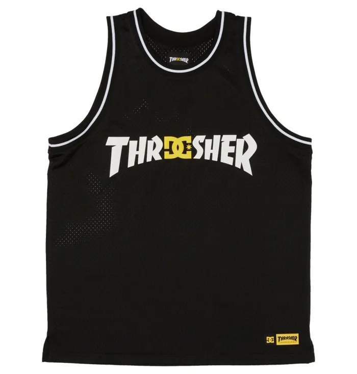 Men DC Shoes TShirts Thrasher DC Basketball Jersey Black