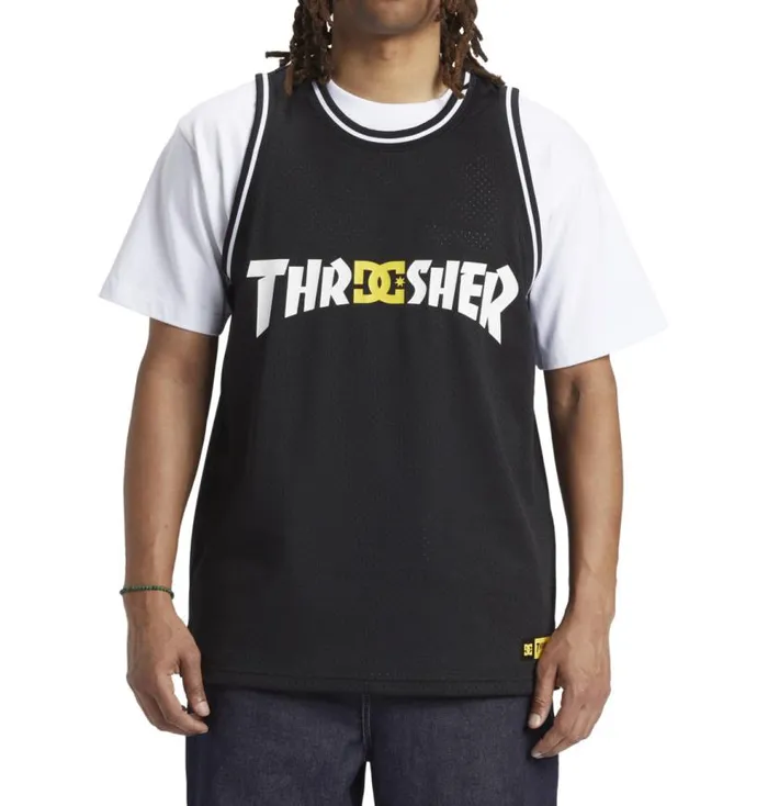 Men DC Shoes TShirts Thrasher DC Basketball Jersey Black
