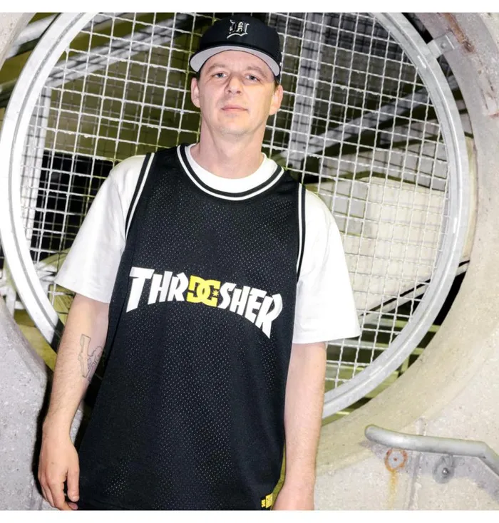 Men DC Shoes TShirts Thrasher DC Basketball Jersey Black
