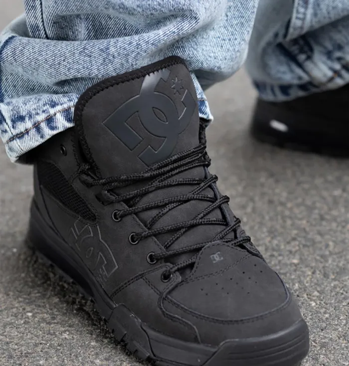Men DC Shoes Winter Boots Versatile HI HighTop WaterResistant Winter Boots Blackblackblack