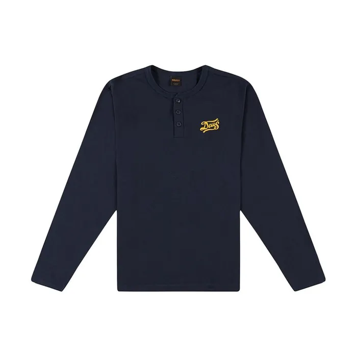 Men Flagged Henley Tee 8211 Navy Deus Ex Machina Tees