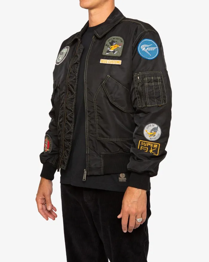 Men Flight Overdye Jacket 8211 Black Deus Ex Machina Jackets Men Flight Overdye Jacket 8211 Black Deus Ex Machina Jackets