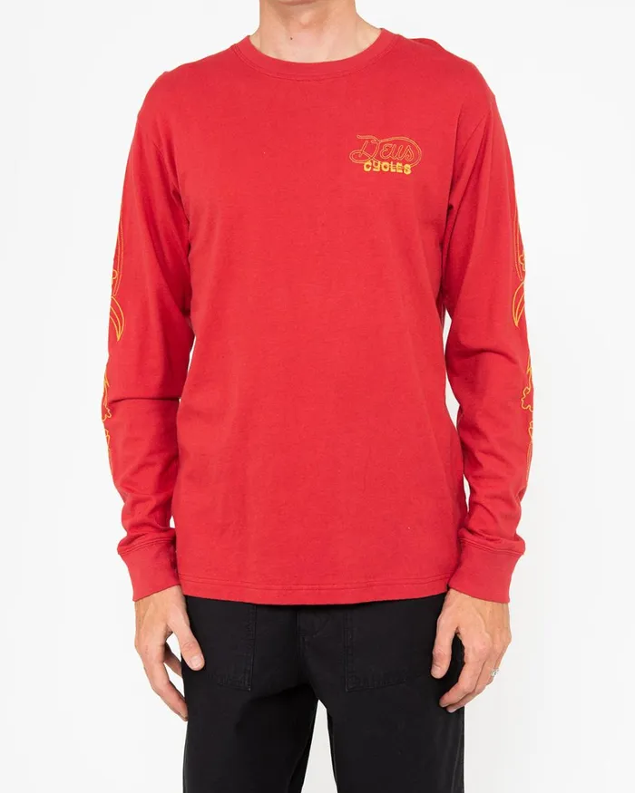 Men Galaxy Long Sleeve Tee 8211 Blood Red Deus Ex Machina Tees