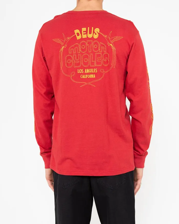 Men Galaxy Long Sleeve Tee 8211 Blood Red Deus Ex Machina Tees Men Galaxy Long Sleeve Tee 8211 Blood Red Deus Ex Machina Tees