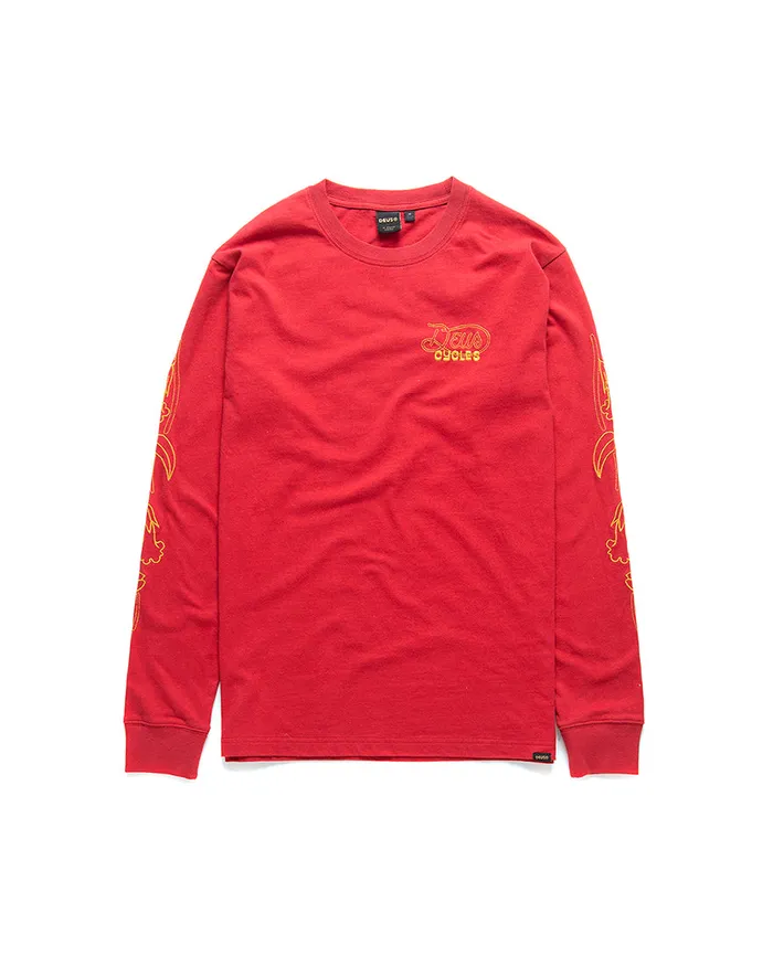 Men Galaxy Long Sleeve Tee 8211 Blood Red Deus Ex Machina Tees Men Galaxy Long Sleeve Tee 8211 Blood Red Deus Ex Machina Tees