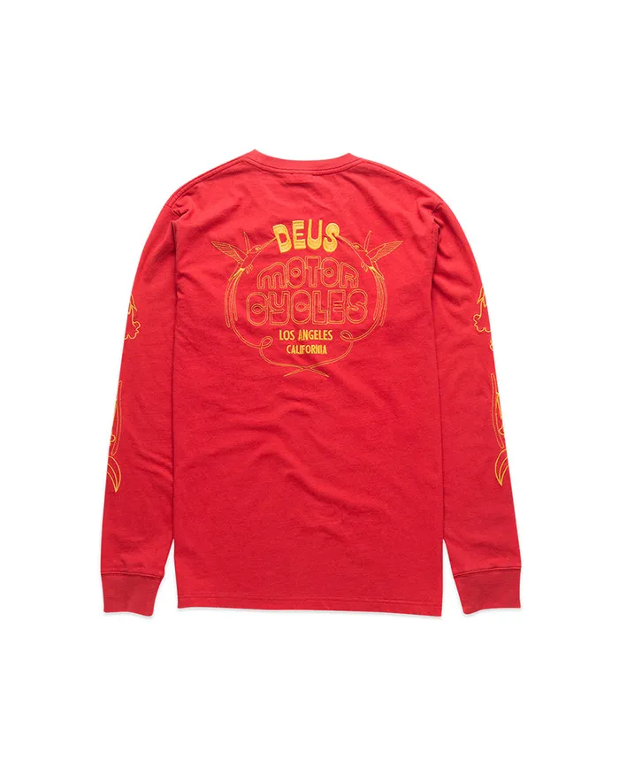 Men Galaxy Long Sleeve Tee 8211 Blood Red Deus Ex Machina Tees Men Galaxy Long Sleeve Tee 8211 Blood Red Deus Ex Machina Tees