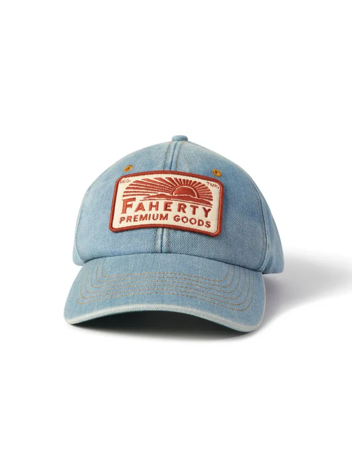 Men Hats Faherty Denim Baseball Hat Mountain Indigo Wash