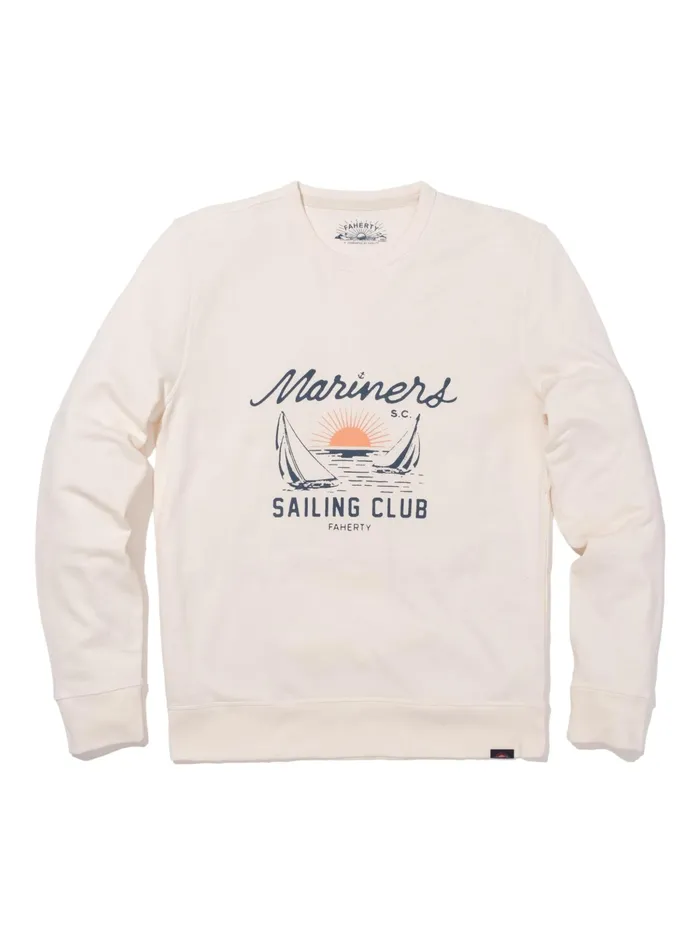 Men Hoodies and Sweatshirts Faherty Charleston LongSleeve Terry Crewneck Solar White Men Hoodies and Sweatshirts Faherty Charleston LongSleeve Terry Crewneck Solar White
