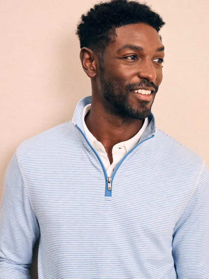 Men Hoodies and Sweatshirts Faherty Movement Quarter Zip Madaket Stripe