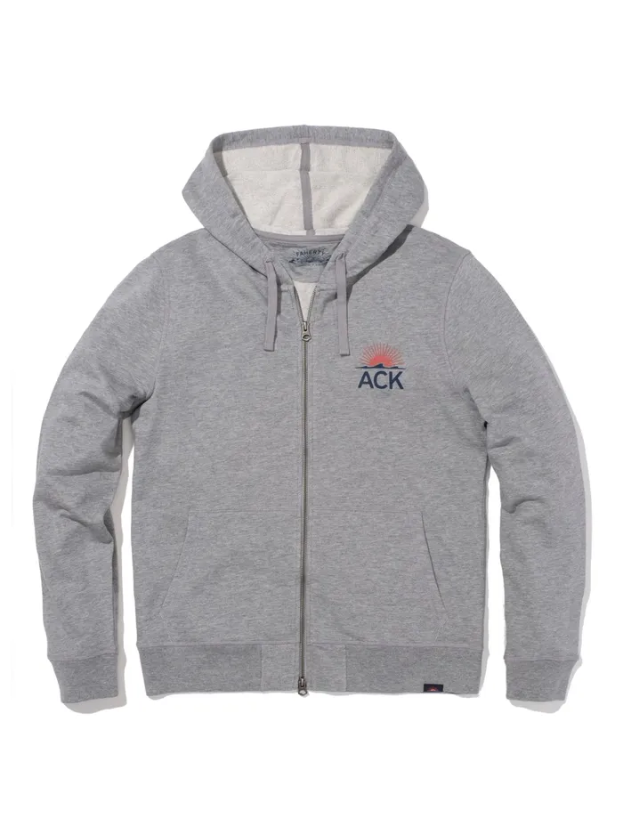 Men Hoodies and Sweatshirts Faherty Nantucket Zip Hoodie Grey Heather