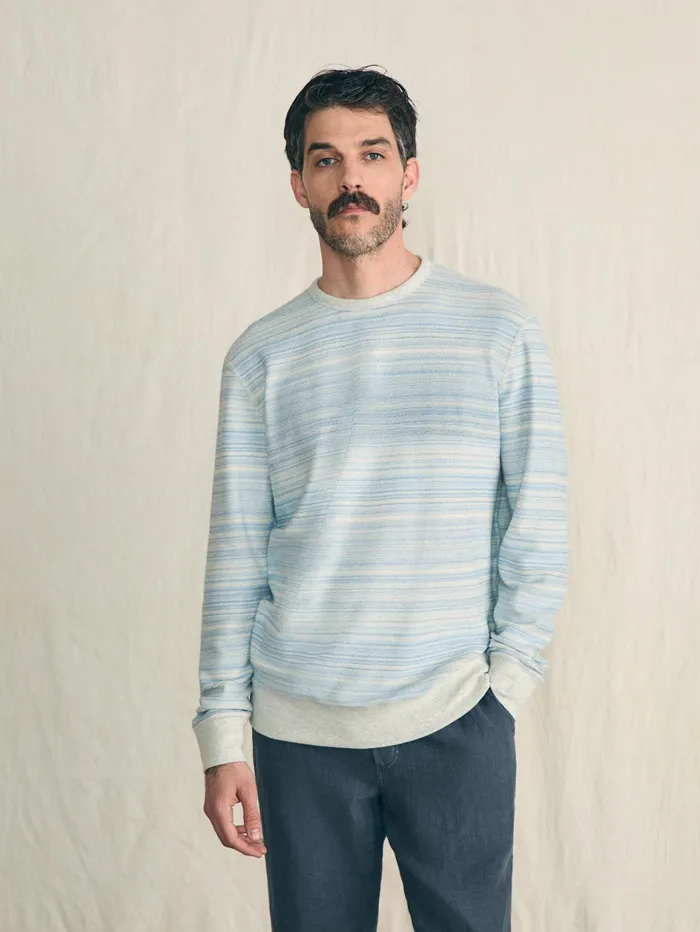 Men Hoodies and Sweatshirts Faherty Reversible French Terry Crew Tidal Waves