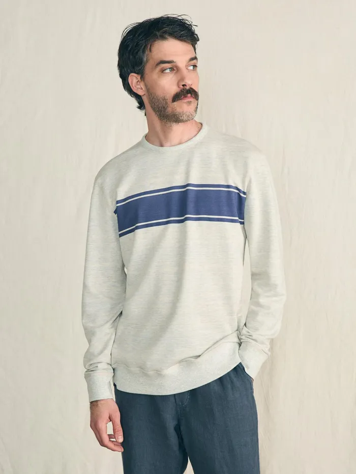Men Hoodies and Sweatshirts Faherty Reversible French Terry Crew Tidal Waves