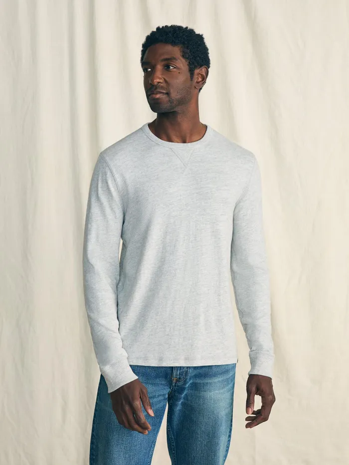 Men Hoodies and Sweatshirts Faherty Sunwashed Slub Crew Light Grey Heather