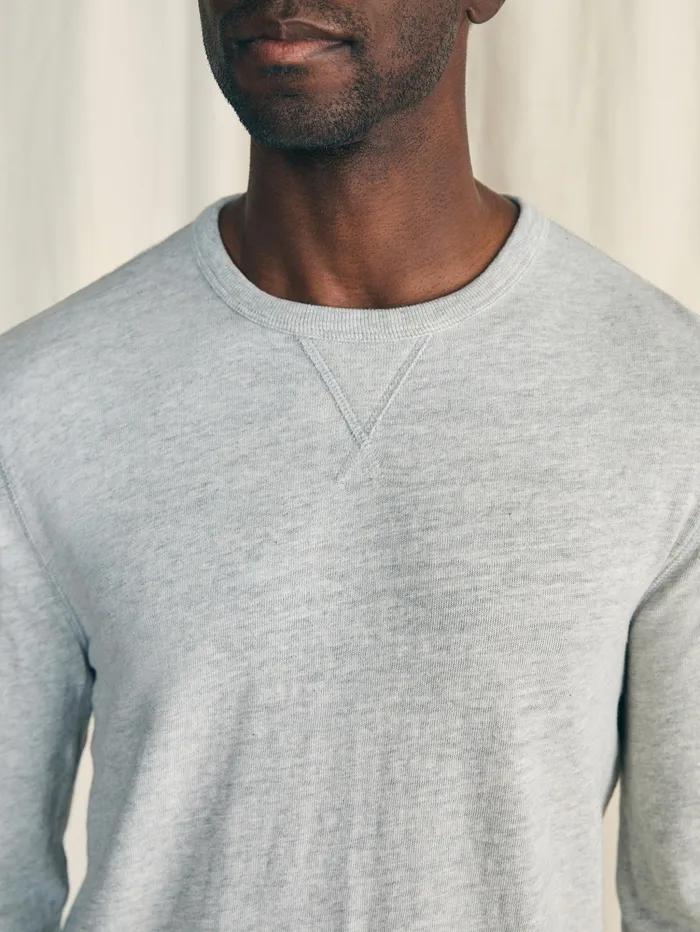 Men Hoodies and Sweatshirts Faherty Sunwashed Slub Crew Light Grey Heather