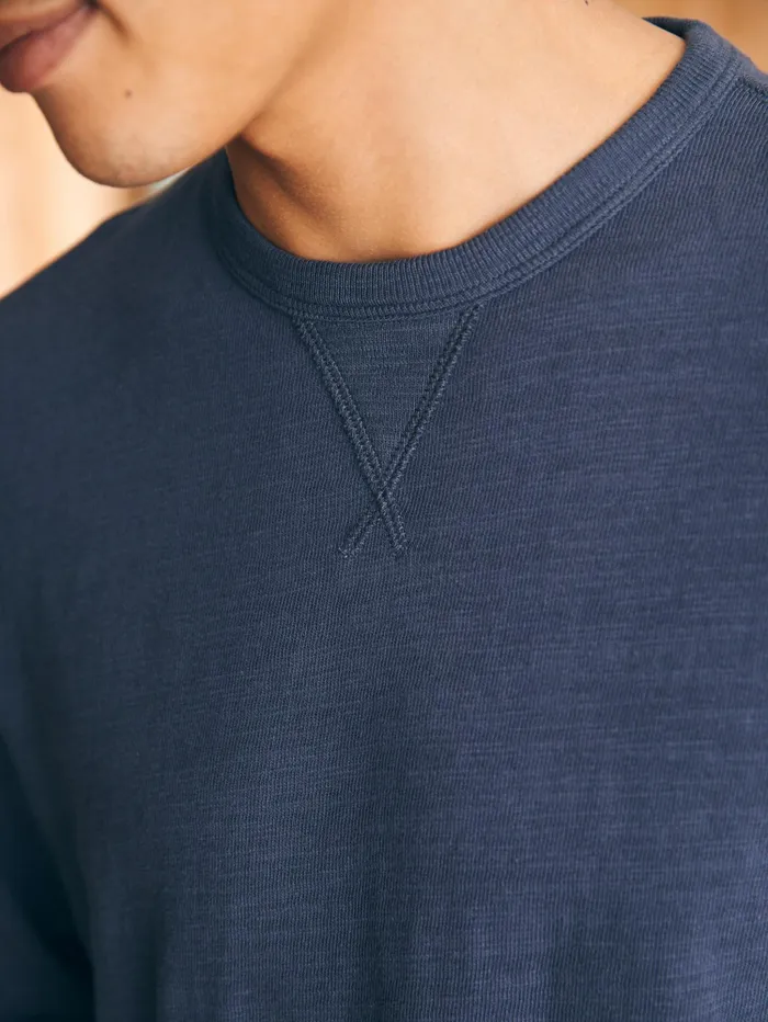 Men Hoodies and Sweatshirts Faherty Sunwashed Slub Crew Tall Blue Nights