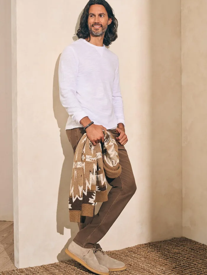 Men Hoodies and Sweatshirts Faherty Sunwashed Slub Crew Tall White