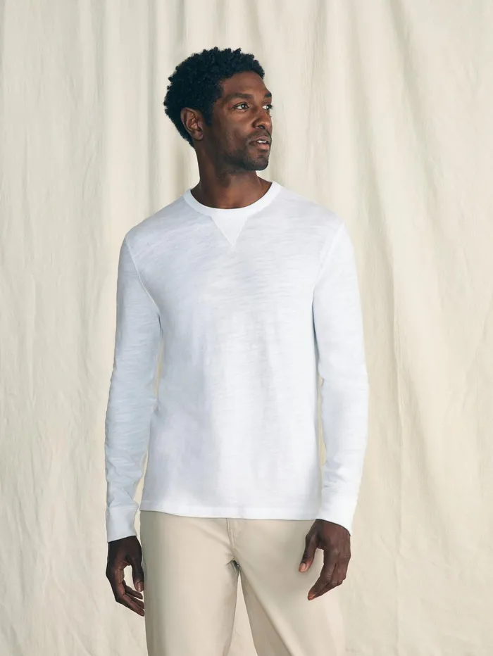 Men Hoodies and Sweatshirts Faherty Sunwashed Slub Crew White