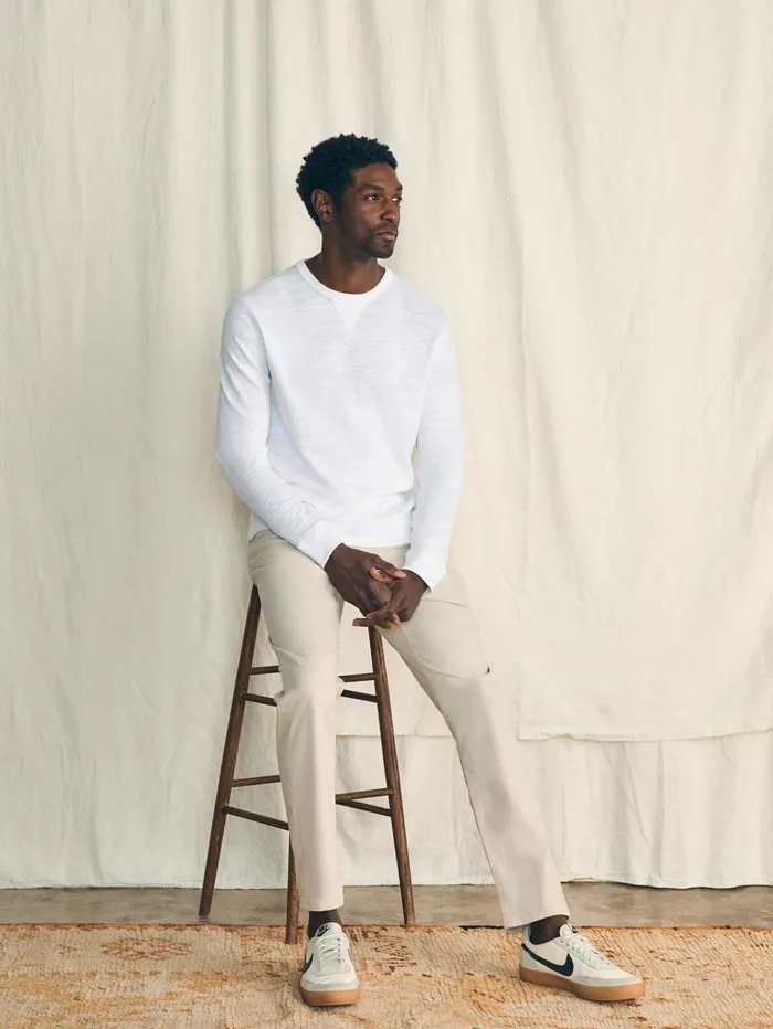 Men Hoodies and Sweatshirts Faherty Sunwashed Slub Crew White