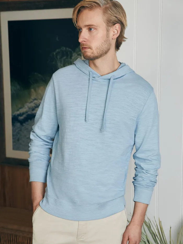 Men Hoodies and Sweatshirts Faherty Sunwashed Slub Hoodie Blue Breeze