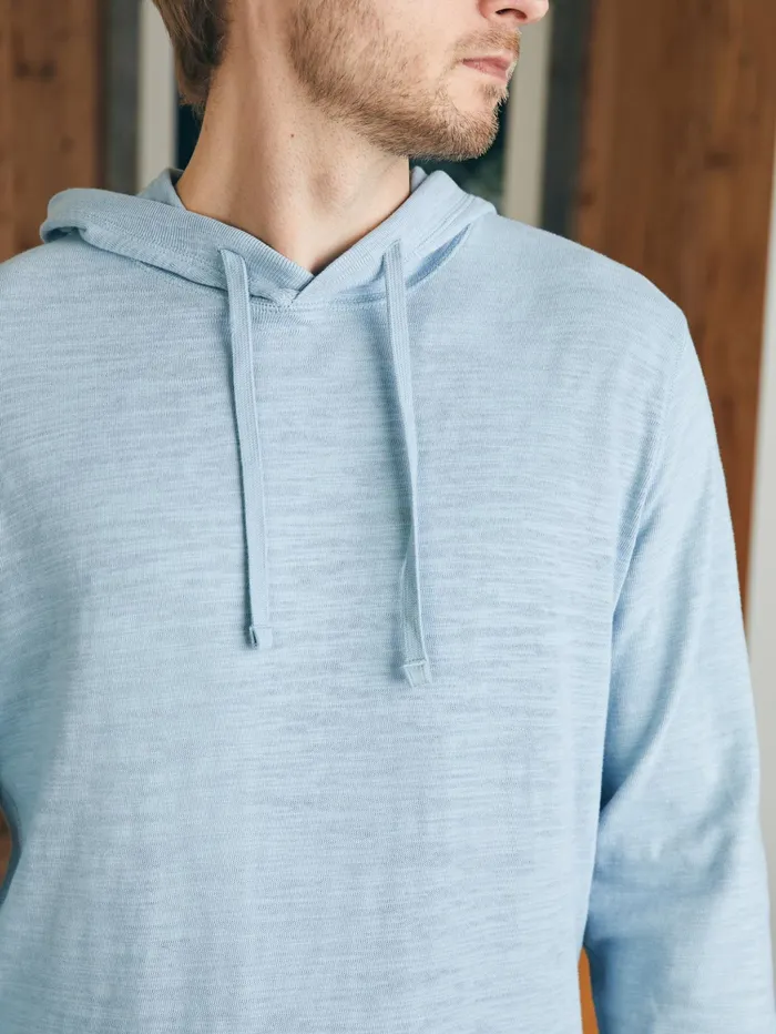 Men Hoodies and Sweatshirts Faherty Sunwashed Slub Hoodie Blue Breeze