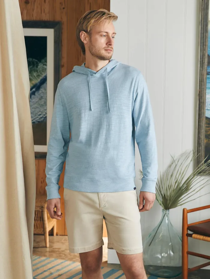 Men Hoodies and Sweatshirts Faherty Sunwashed Slub Hoodie Blue Breeze