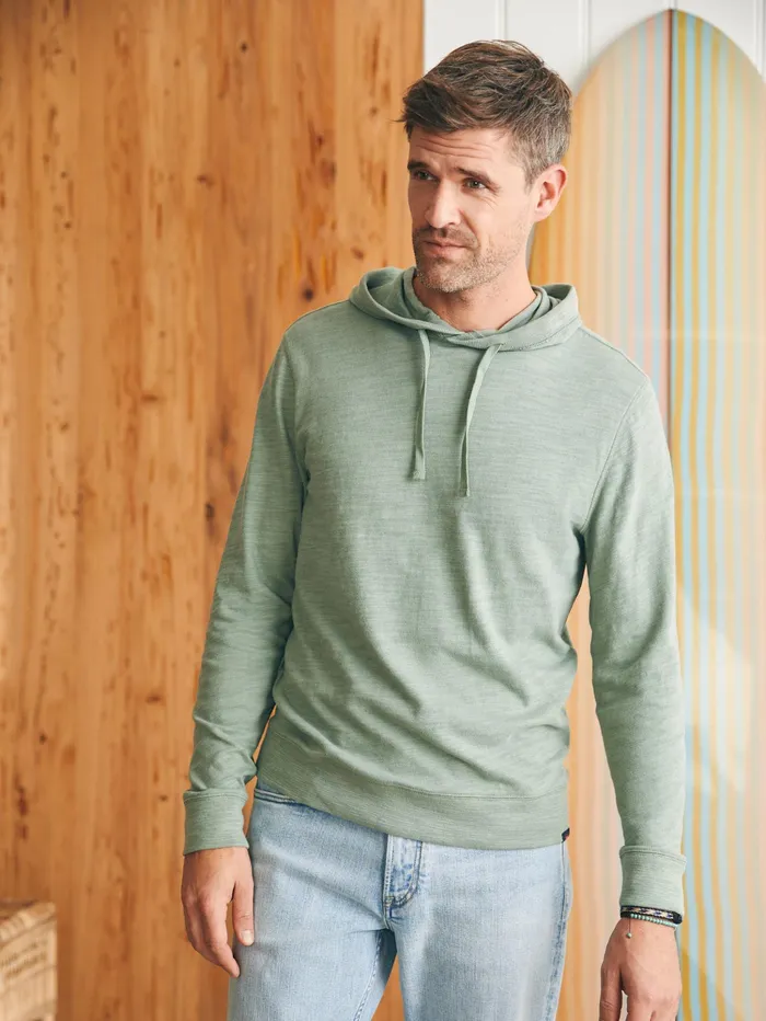 Men Hoodies and Sweatshirts Faherty Sunwashed Slub Hoodie Faded Sage