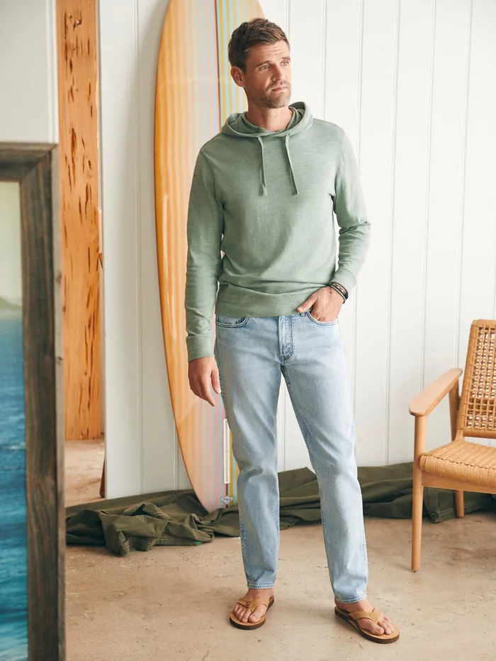 Men Hoodies and Sweatshirts Faherty Sunwashed Slub Hoodie Faded Sage