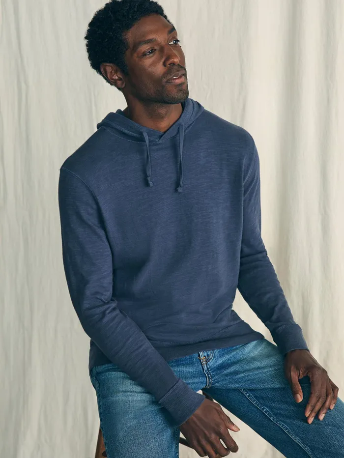 Men Hoodies and Sweatshirts Faherty Sunwashed Slub Hoodie Tall Blue Nights